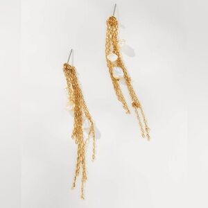 Anthropologie Pearl Fringe Drop Earrings - NWT